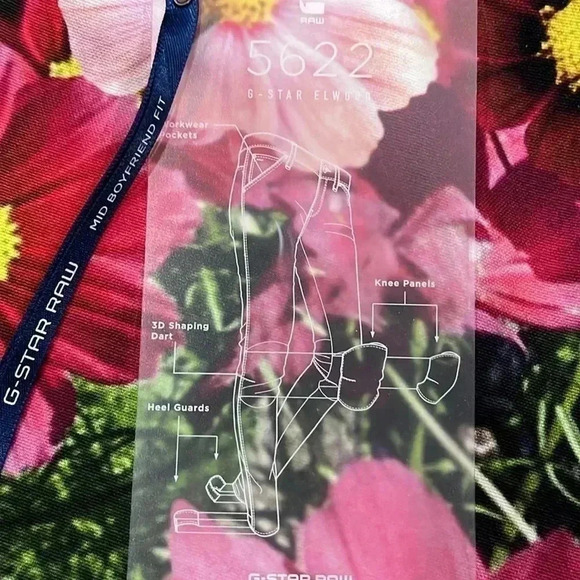 [W28L32] GStar Raw Elwood 5622 3D Mid Waist Boyfriend Floral Pants WMN - Picture 6 of 13